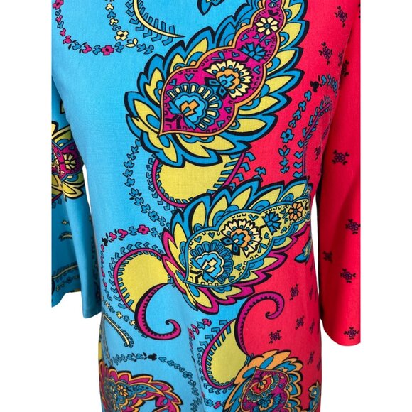 Muse Womens Red & Blue Paisley Dress Size 4 - Picture 4 of 6